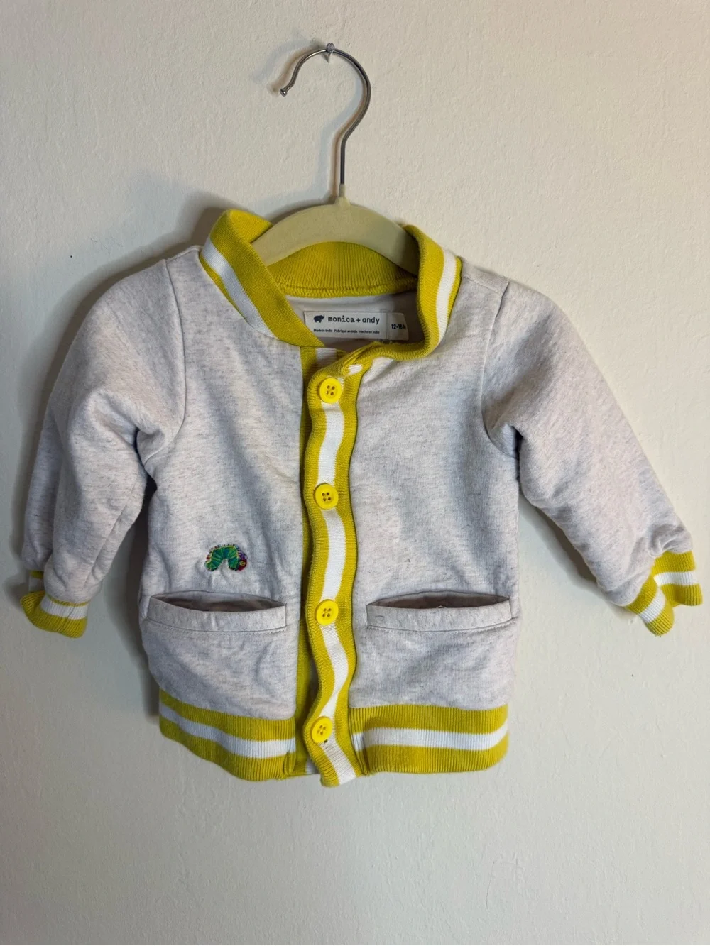 Monica + Andy Hungry Caterpillar Bomber Jacket Organic Cotton Size 12-18 Months